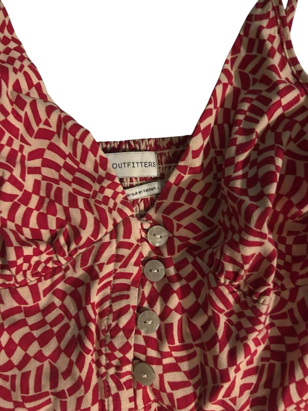 Urban Outfitters Red Geometric Print Button-Front Maxi Dress Size XS - Picture 2 of 5